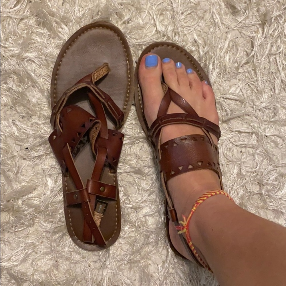 Brown strappy sandals!